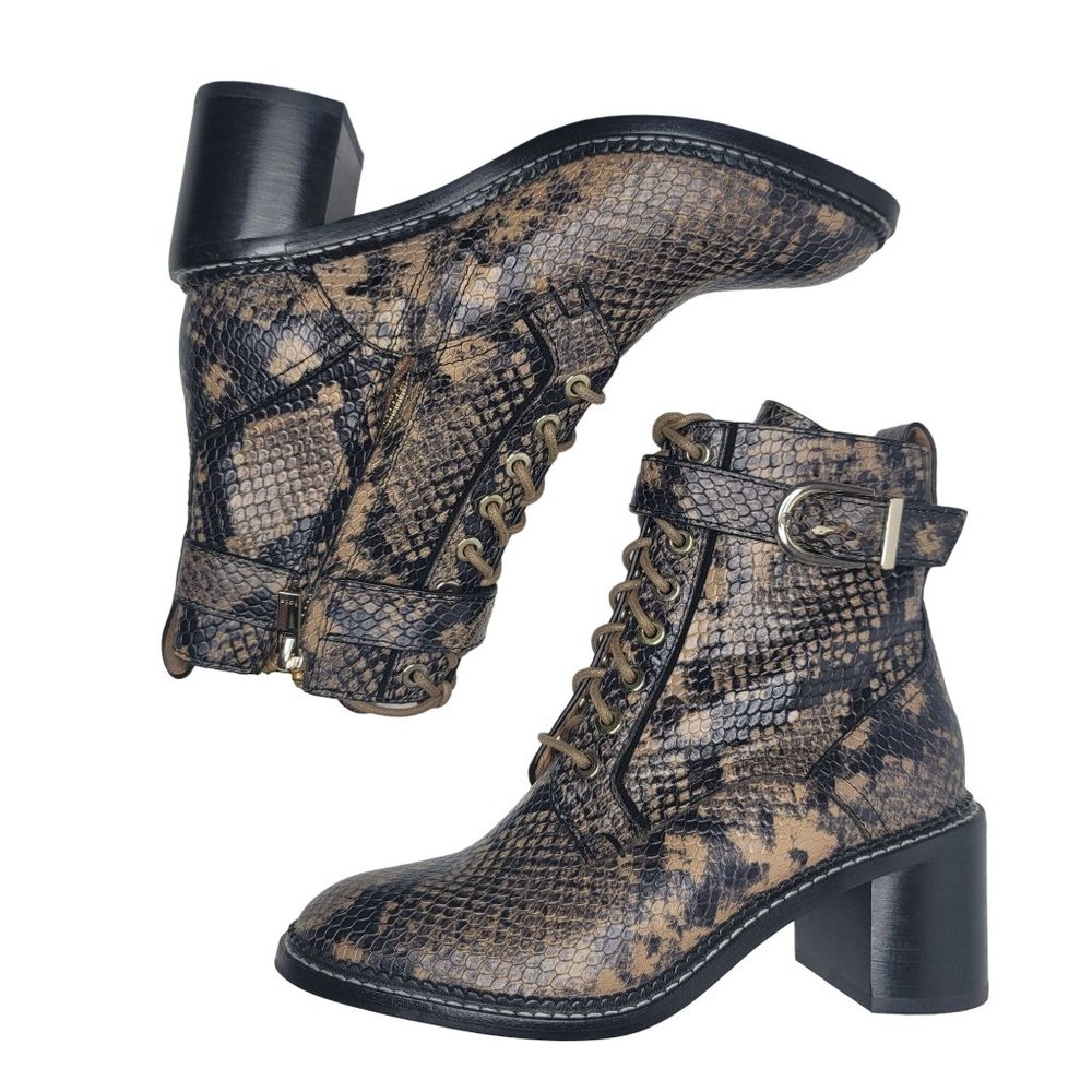 Joie Raster Block-Heel Python-Embossed Leather Co… - image 3